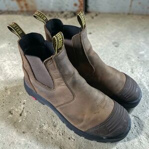 Rock Rooster Norwood Brown Leather Chelsea Steel Toe Work Boots Mens 12 WIDE